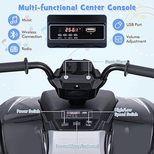 Miniatura 3 de HONEY JOY ATV para niños de 24 V, 4 ruedas, juguete de ATV para niños grandes, luces LED, velocidad altabaja, neumáticos con pisadas, música,