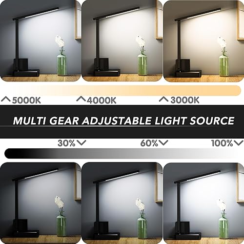 Miniatura 8 de cozoo Lámparas de escritorio para oficina en casa, lámpara de escritorio LED con 2 puertos de carga USB, 2 soportes para bolígrafos, 1
