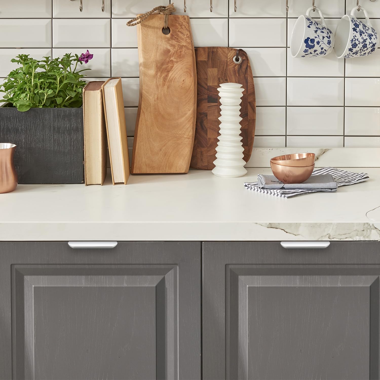 Ravinte 30 Pack Finger Pulls for Cabinets - 76mm/3in Hole Center Tab Handle, Silver Edge Pulls, Concealed Handles for Kitchen Drawer - 102mm/4.02in Length