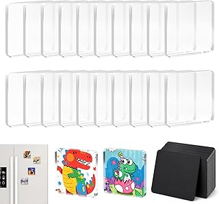 DIY Magnet Making Kit, 2026 New Clear Acrylic Square Photo Fridge Magnets, 2x2 Inch High Transparency Crystal Frames with Strong Adhesive Magnetic Backing, Easy Peel & Stick for Kids (20pcs)