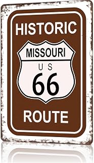 Vintage Metal Tin Signs Missouri Historic Route 66 Road Signs High Way Metal Tin Sign For Garage, Man Cave Or Workshop 8x12 Inches