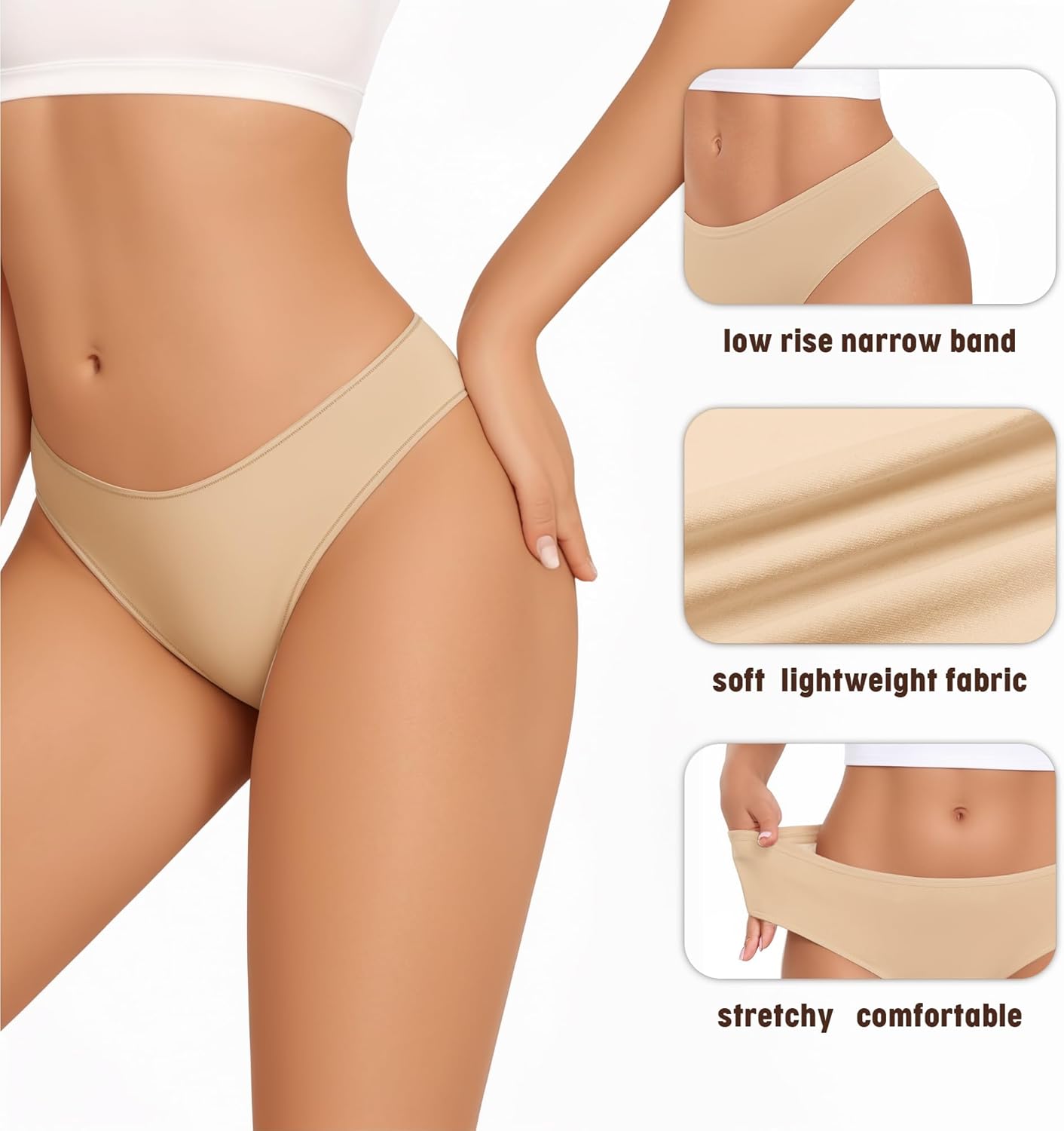 MANGOPOP Women's Bikini Underwear Breathable Stretch Cotton Brief Panties for Ladies Cheeky 6 Pack - Image 2