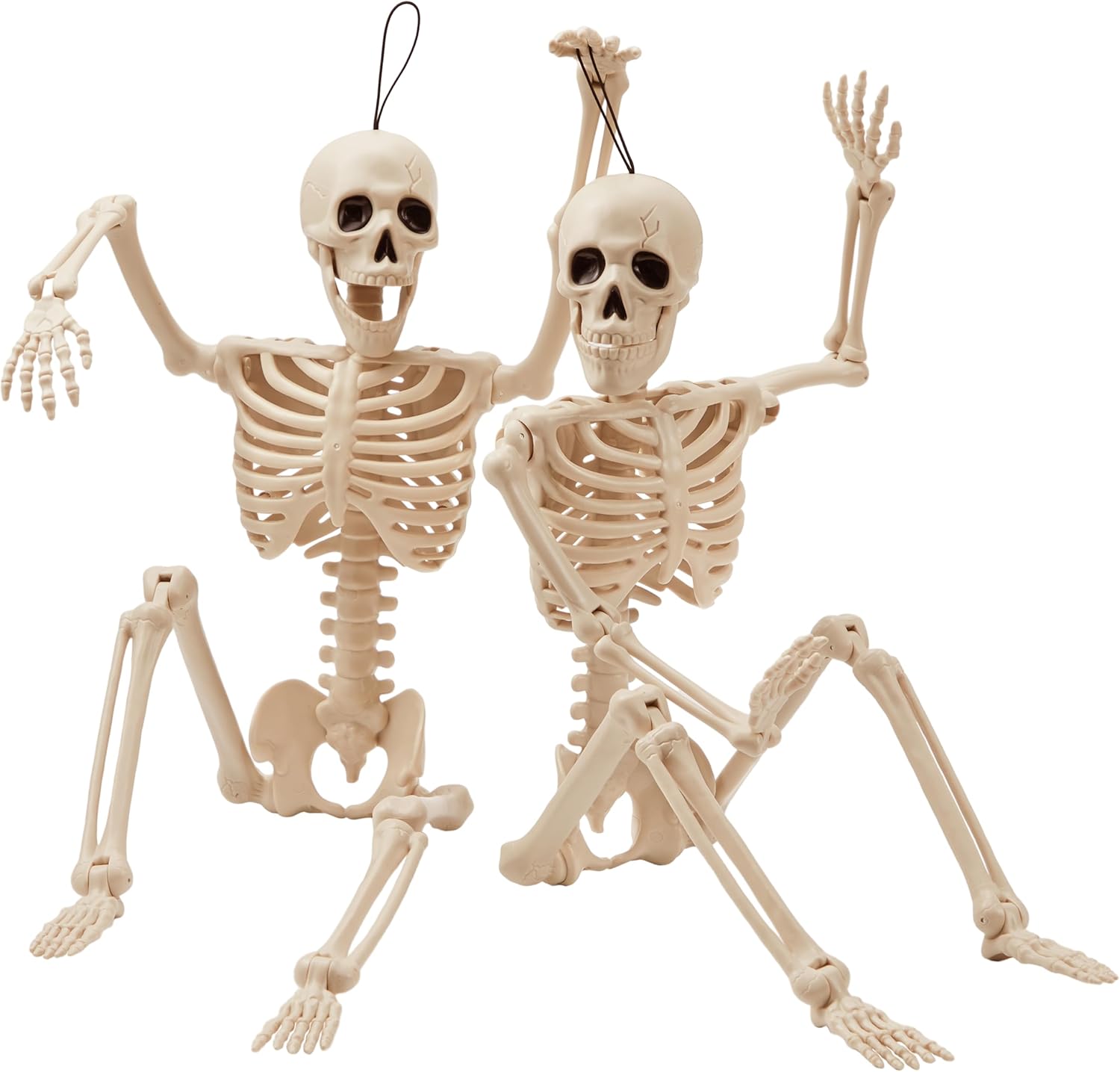 JOYIN 2 PCS 24” Halloween Skeleton Decor, 2 FT Full Body Stayable Posable Skeletons for Halloween, Yellow Human Plastic Bones with Movable Joints for Spooky Indoor Outdoor Decoration, Graveyard Prop 24 inches Yellow