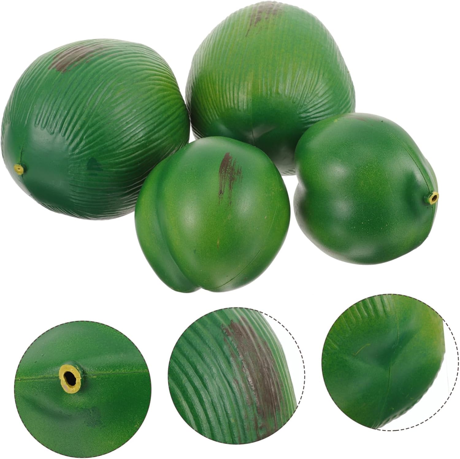 Cabilock 8 Pcs Simulated Coconut Decoration True Shell Lifelike Coconut Fruits Indoor Coconut Fake Fruits Outdoor Tropical Realistic Coconut Decorations Artificial Coconuts Props PVC