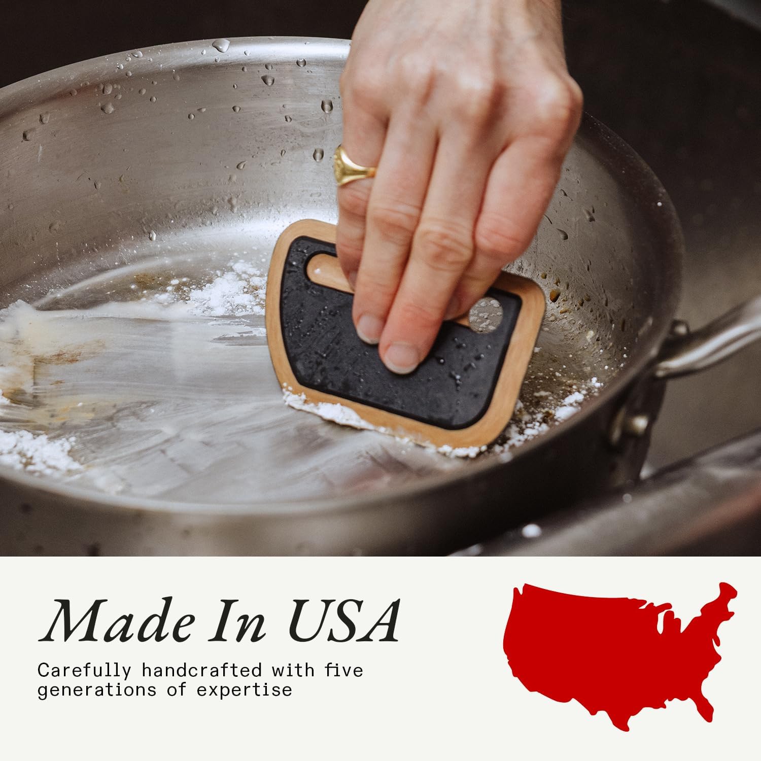 Made In Cookware | 3-Piece Stainless Steel Cleaning Set | Includes Pan Scraper, Scrub Cloth & Stainless Steel Cleaner | Complete Cleaning System | Crafted in USA