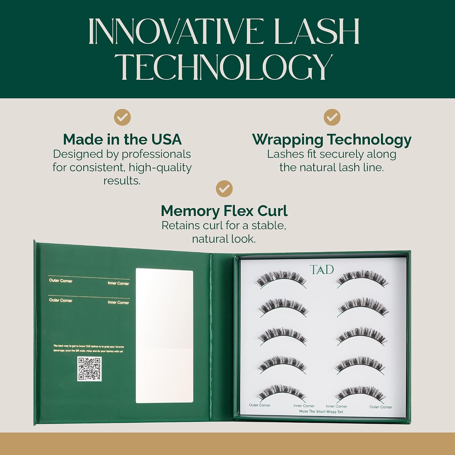 TAD BEAUTY - Muse - Bare Lash Collection - 7-15mm Stripment Lash - 3-Pieces Underlash System - Lightweight & Comfortable - Long-lasting Curl & Shape - Easy & Fast Application - 5 Pairs - Made in USA