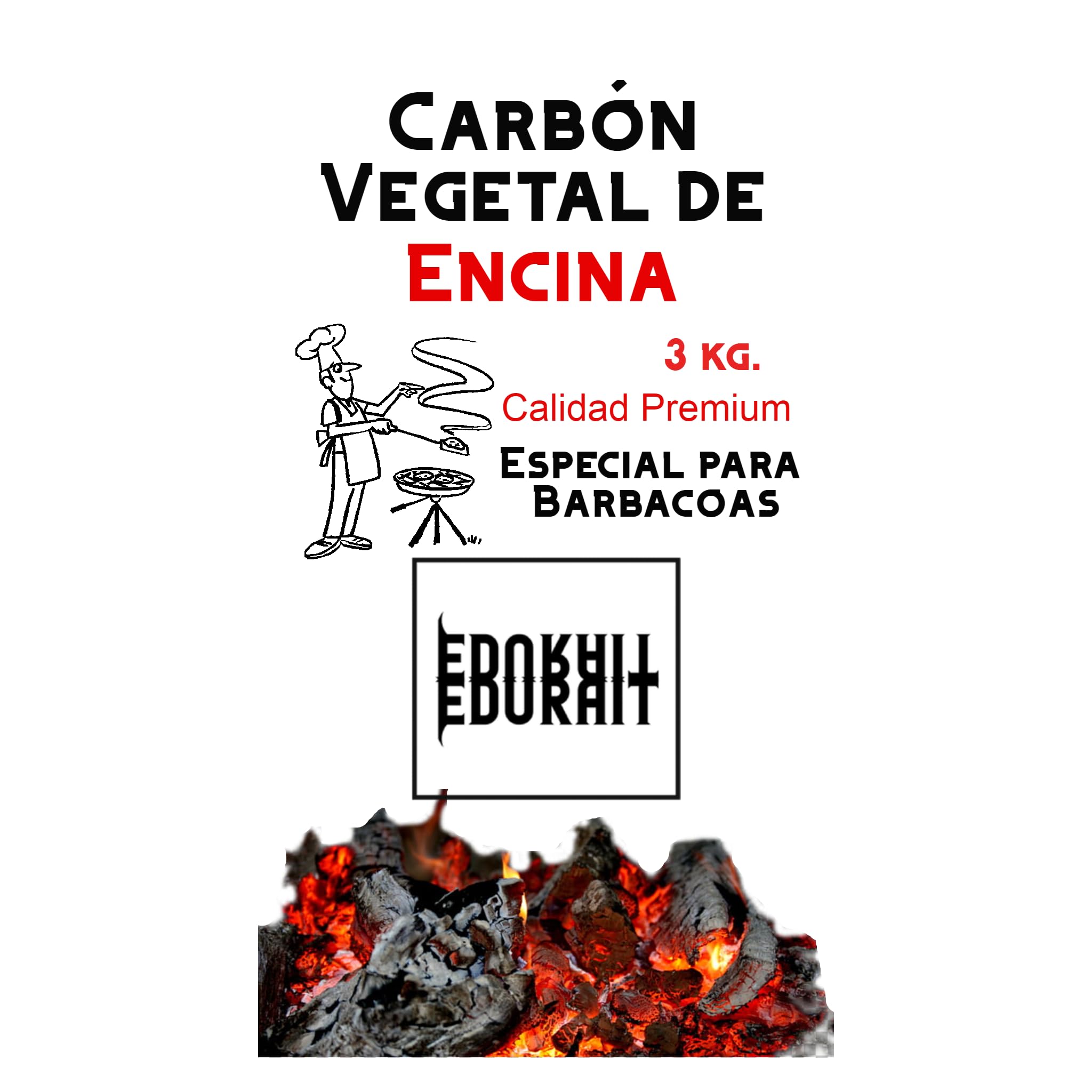 Carbón Vegetal Ecologico de Encina, para Barbacoas, Procedente de la Poda de Dehesas, Especial Barbacoas y Restaurantes. (3 Kg)