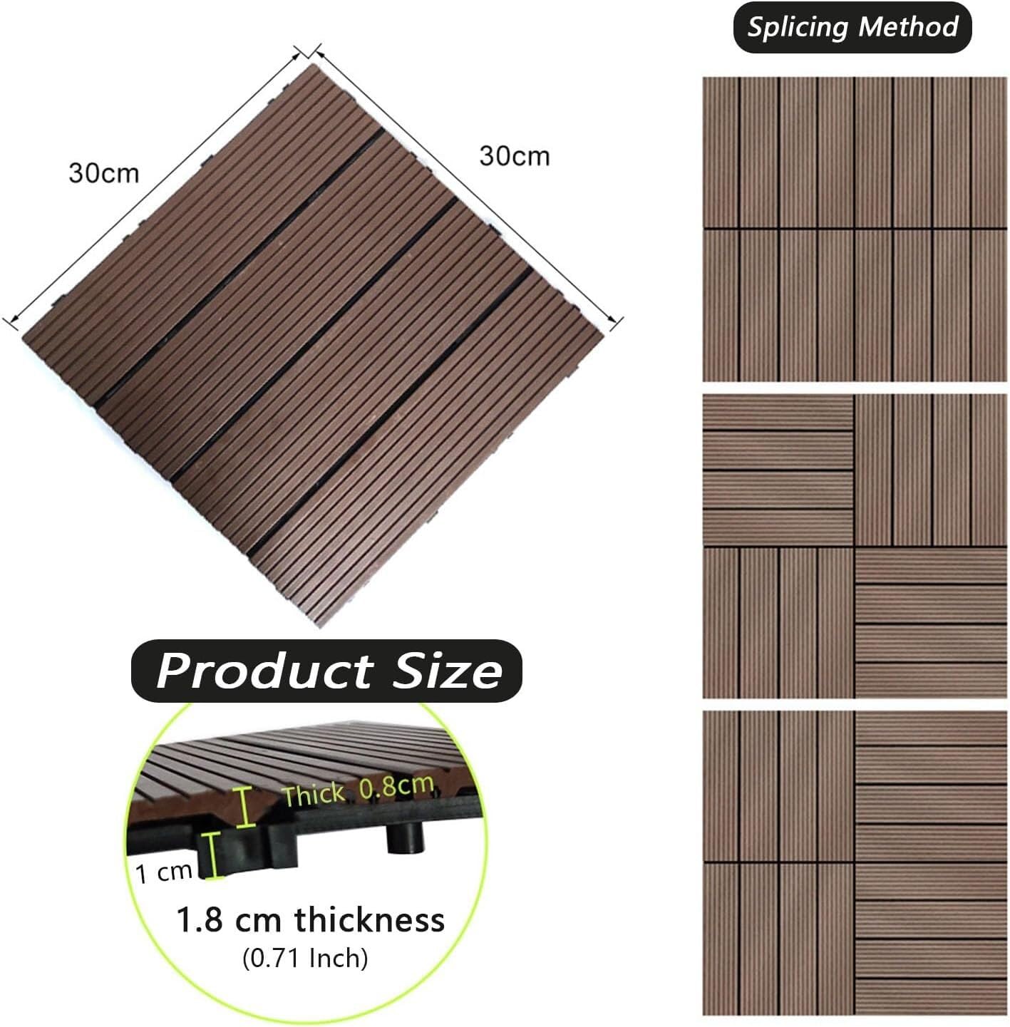 Piastrelle per pavimenti ad incastro per terrazza e portico, design a scatto durevole con motivo in rilievo, facili da installare