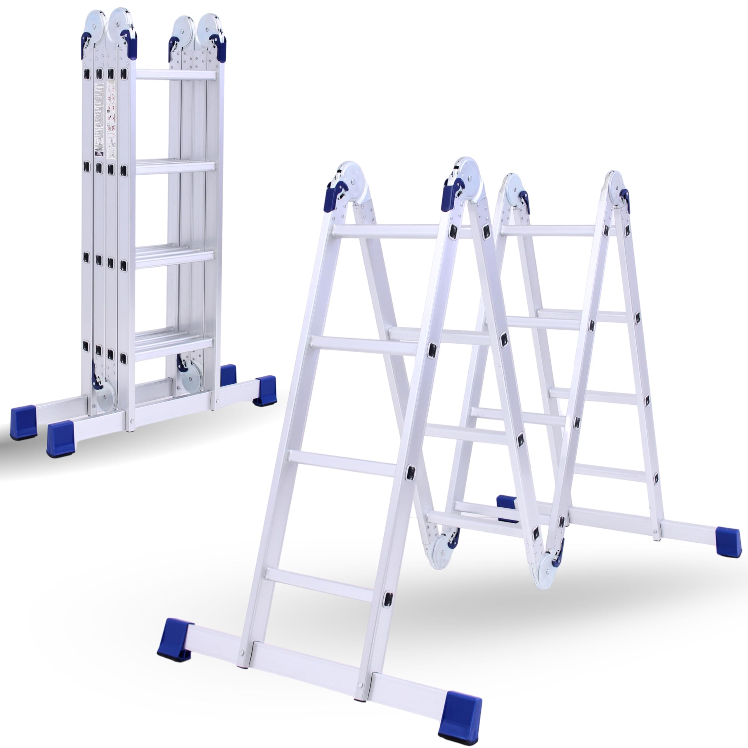 B&Q -  Multi-Purpose 6 In 1 Aluminium Combination Ladder4.7M Tall Step Ladder4X4 StepsMax Load 150KgFoldable & Portable