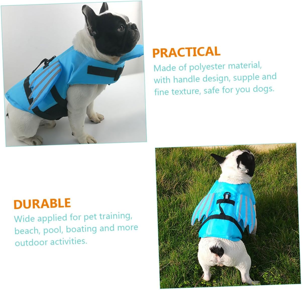 ORFOFE Reflective Blue S Breathable Dog Swimsuit and Wear-Resistant Lifejacket Vest for Outdoor Swimming Safety, Portable Puppy Preserver for Small Dogs