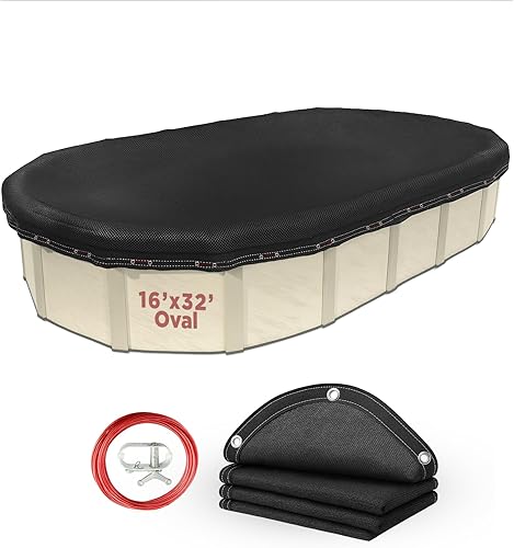 Vista 51 de Buffalo Blizzard - Cubiertas de invierno Micro Mesh Black para piscinas redondas, ovaladas y rectangulares Permite el paso de la lluvia o la nieve