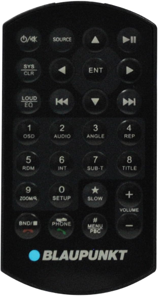 Infrared remote control for the Blaupunkt SEATTLE 660 car stereo receiver, featuring numerous buttons for power, source selection, navigation, volume control, numeric input, and specific functions like Bluetooth phone calls.