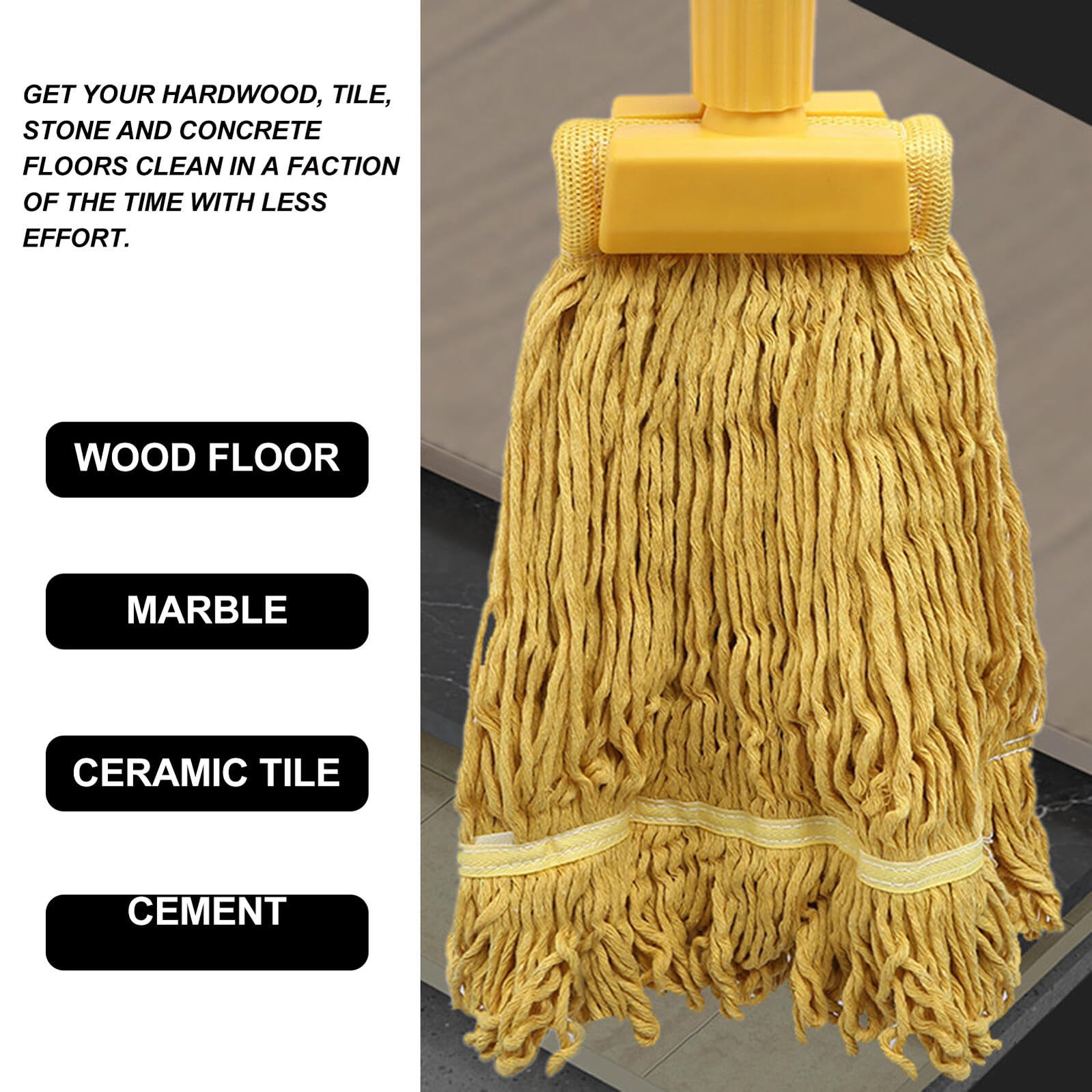 MAGICLULU Recambio de Fregona de Algodón Buena Absorción de Agua y Lavable, Cabezales de Trapeador Reutilizables 2piezas para Limpieza Hogar