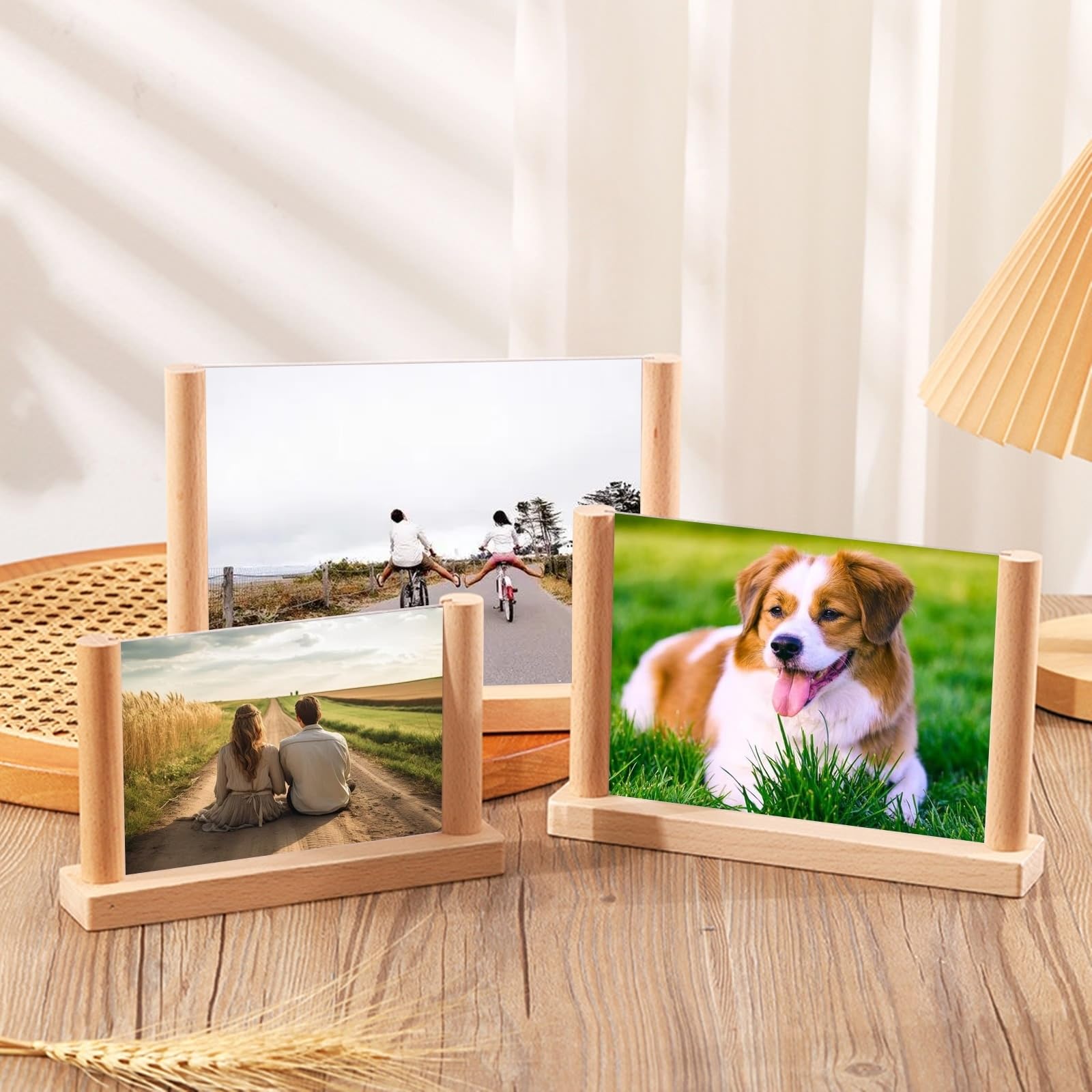 Picture Frame Holz, Rechteck Tierfußabdruck Horizontal Bilderrahmen 15.24X20.32cm Tischplatte Picture Frame für Fotos Horizontal Anzeige