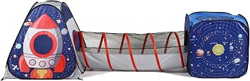 UTEX 3 in 1 Space Astronaut Pop Up Play Tents with Tunnel for Kids | Tunnel Toys for Toddlers 1-3, Tear-resistant Fabric, Indoor/Outdoor Playhouse
