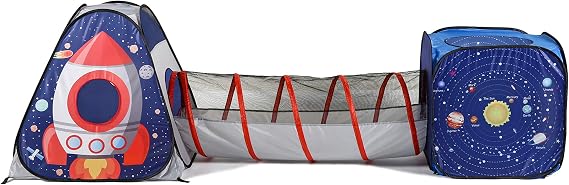 UTEX 3 in 1 Space Astronaut Pop Up Play Tents with Tunnel for Kids | Tunnel Toys for Toddlers 1-3, Tear-resistant Fabric, Indoor/Outdoor Playhouse