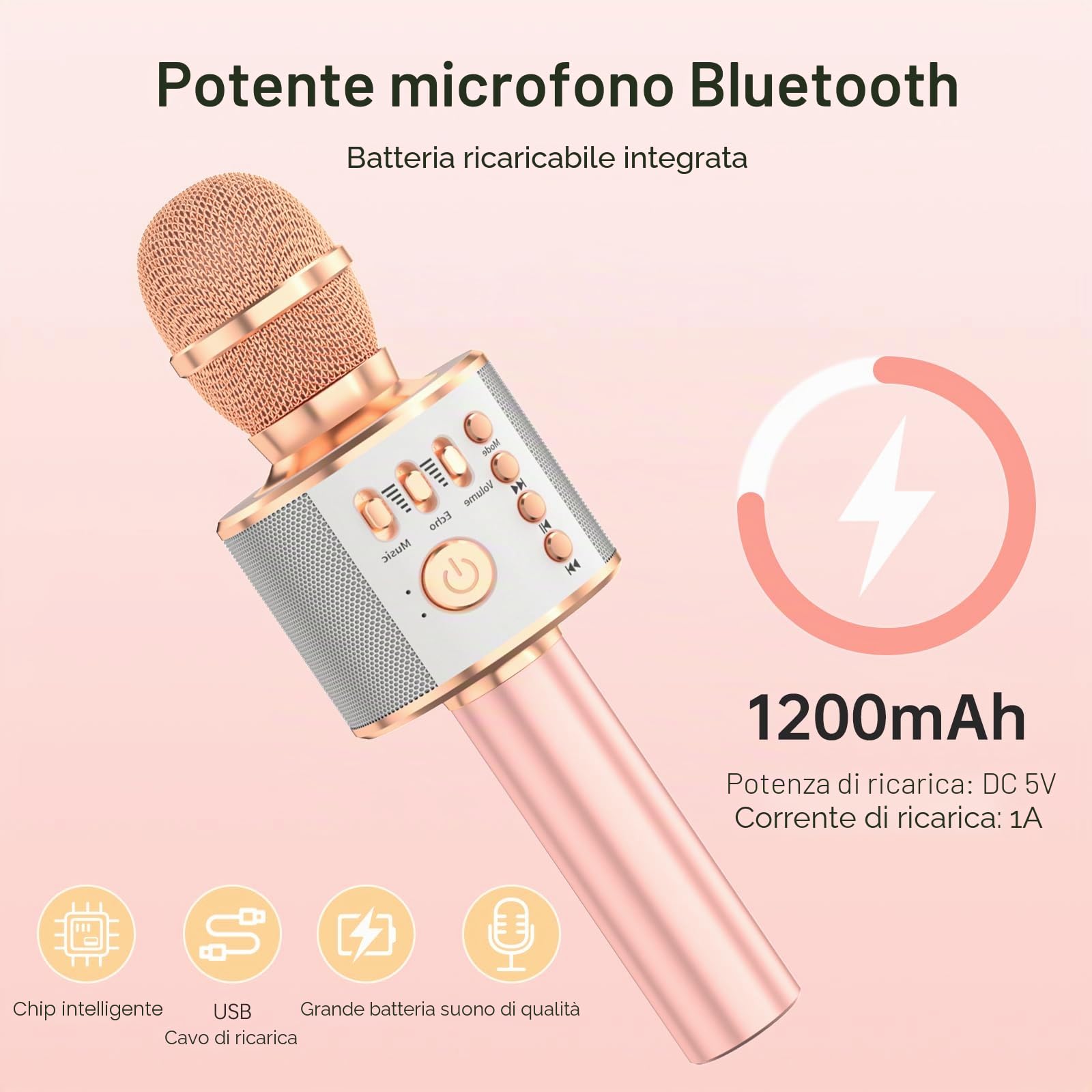 Bambini Karaoke Microfono 3-in-1 Portatile Handheld Bluetooth Microfono Altoparlante Registratore con Voice Changer Singing Giocattoli per Ragazzi Ragazze Adulti Regalo di Compleanno di Natale
