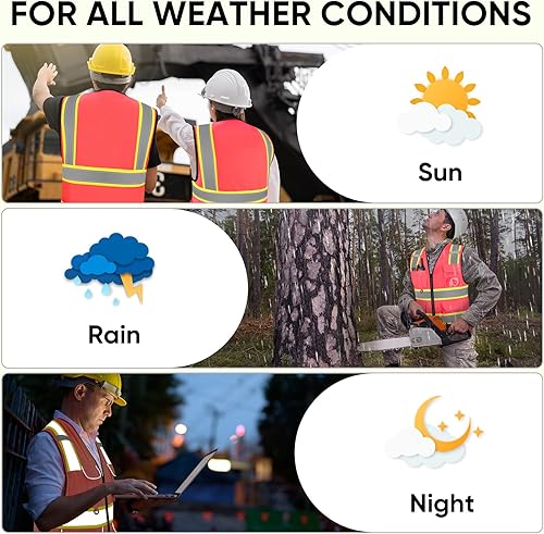 Vista 38 de TICONN Chaleco de seguridad reflectante de alta visibilidad clase II chaleco de malla para mujeres y hombres cumple con las normas ANSI Blanco