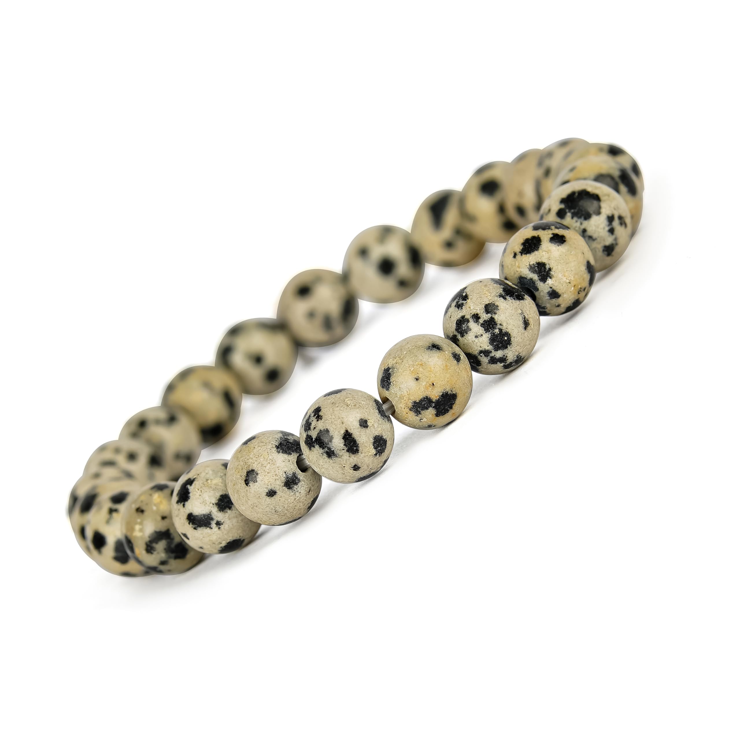 GEMSMANTRA Natural Dalmatian Jasper Bracelet for Men and Women | Lab Certified 8 mm Round Cut Beads | Unisex Healing Stone Bracelet for Joy and Playfulness (B0CHW2MFRW) Amazon Price History, Amazon Price Tracker