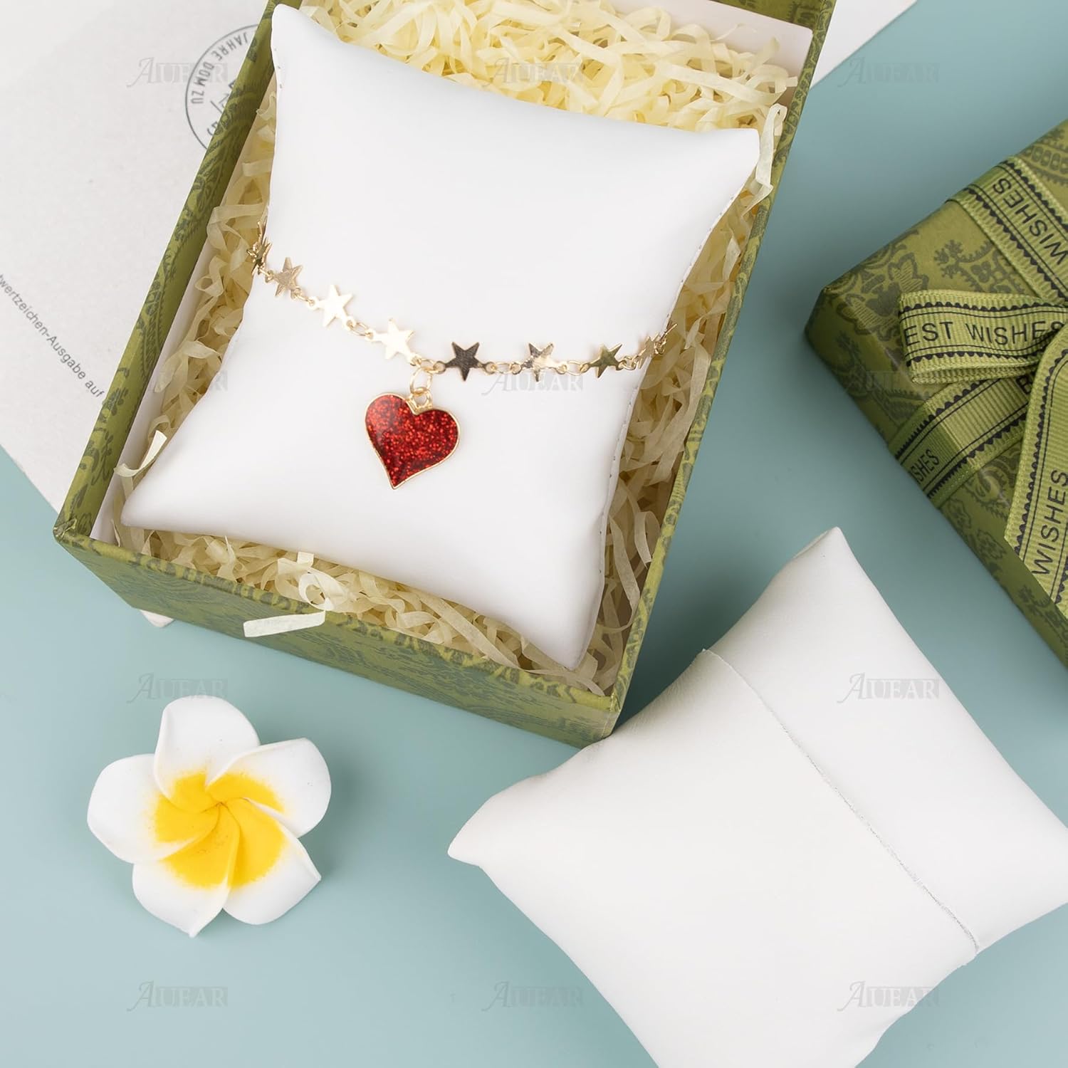 AUEAR, 10 Pack PU Leather Watch Pillows Jewelry Display Pillow Bracelet Bangle Cushion Organizer for Gift Box (Off White) - Image 7