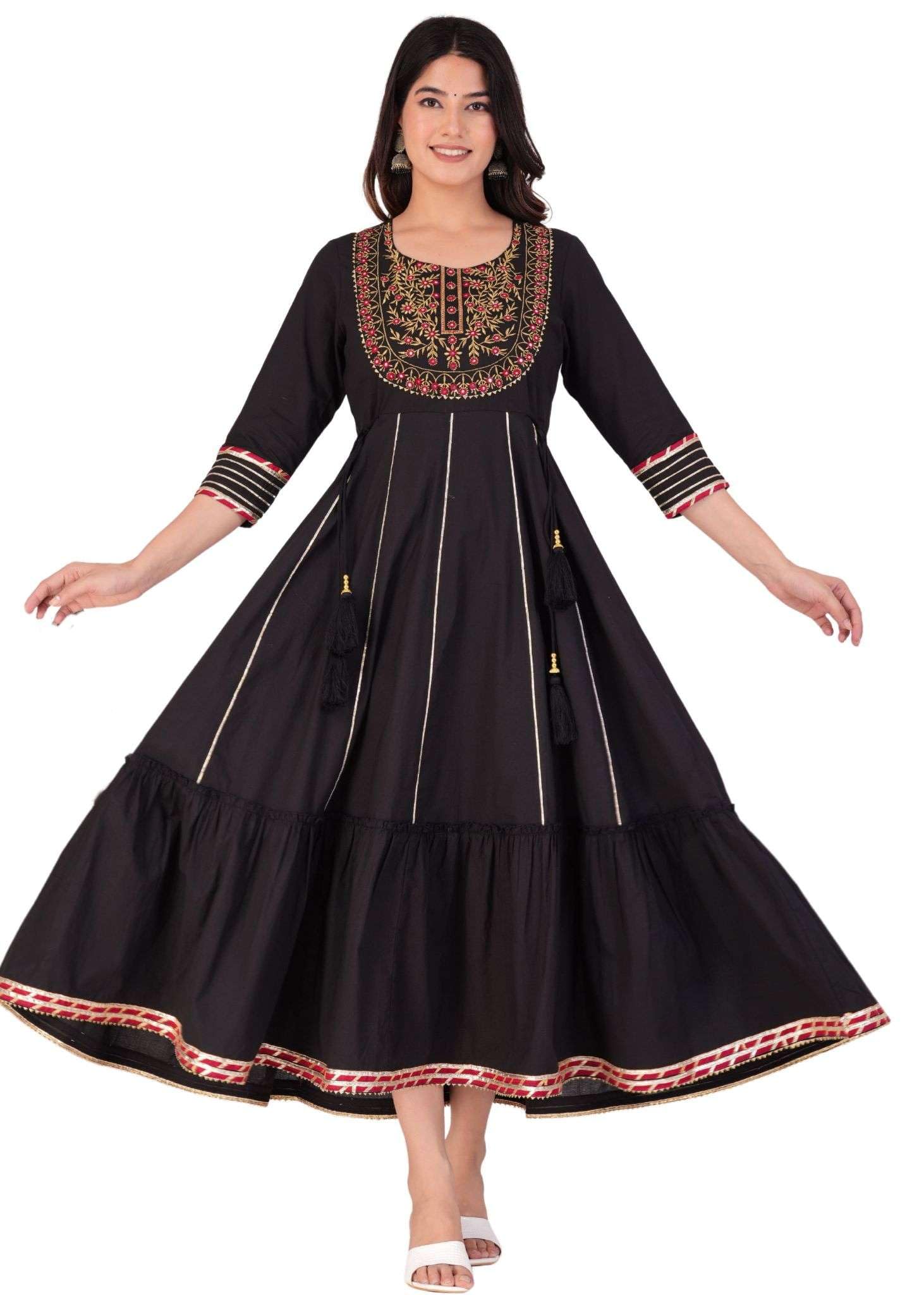 JG JAI GOVINDAMCotton Anarkali Indian Kurti for Women Pakistani Wedding/Party Wear Designer Style Anarkali Suit for Women