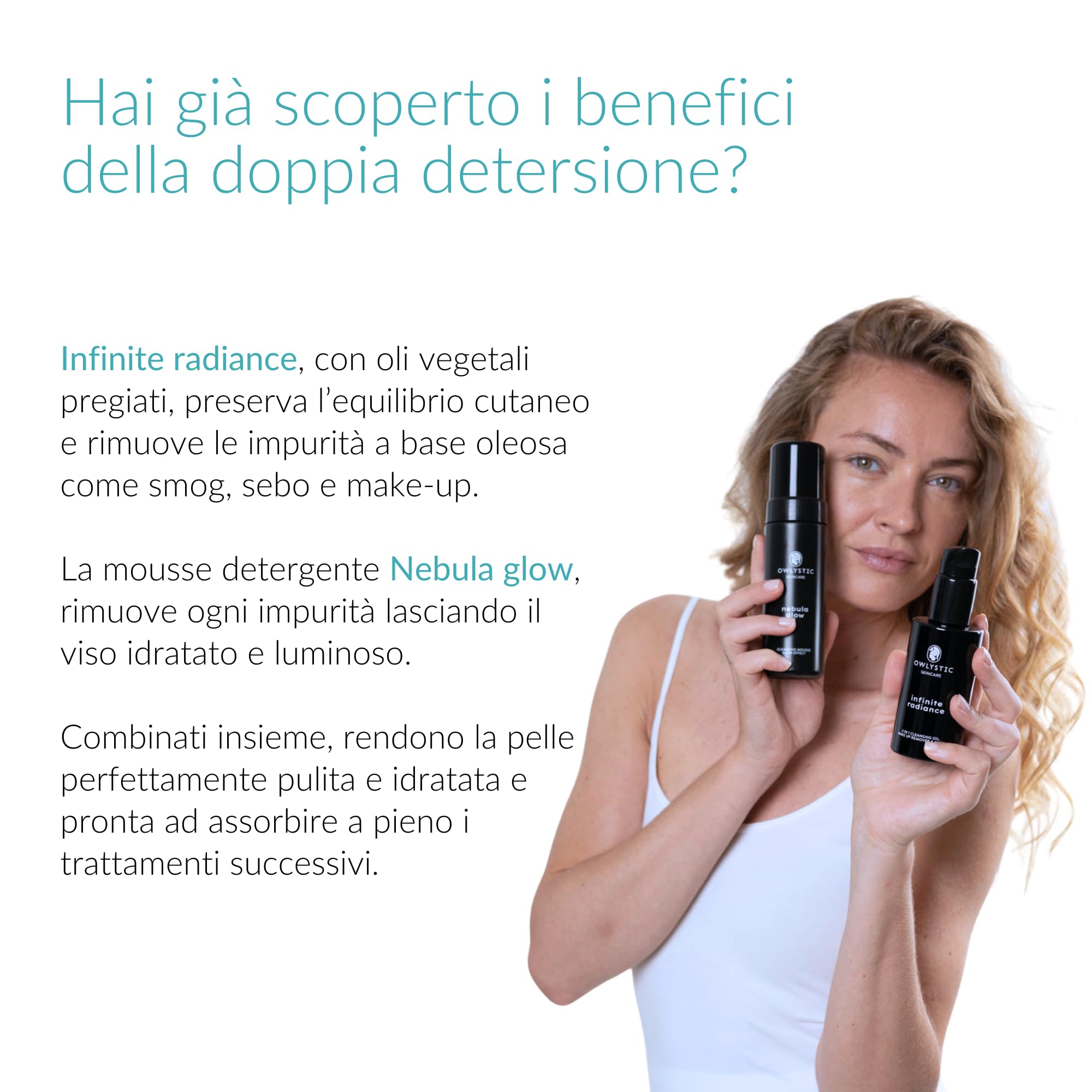OWLYSTIC Mousse Detergente Viso Schiumogeno Delicato - BIO Vegan 100% MADE IN ITALY - Mousse Struccante Viso per Pulizia Profonda - Extra Idratante per Pelli Secche 150ml