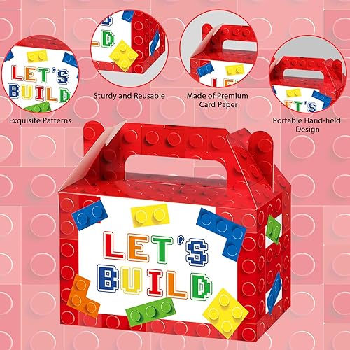 Miniatura 4 de 24 piezas de bloques de construcción cajas de regalo para fiesta, ladrillos de color, bolsas de dulces, bolsas de papel de ladrillo, caja de regalo