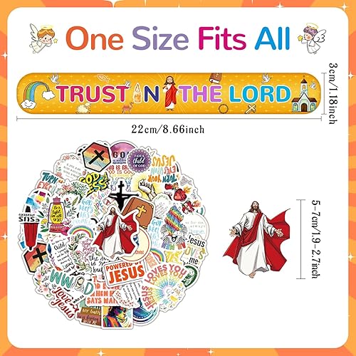 Miniatura 2 de Lcnjscgo 86 pulseras religiosas con 50 calcomanías cristianas de Jesús Jesús te amo, pulseras a presión, pulseras de versículo de la Biblia,