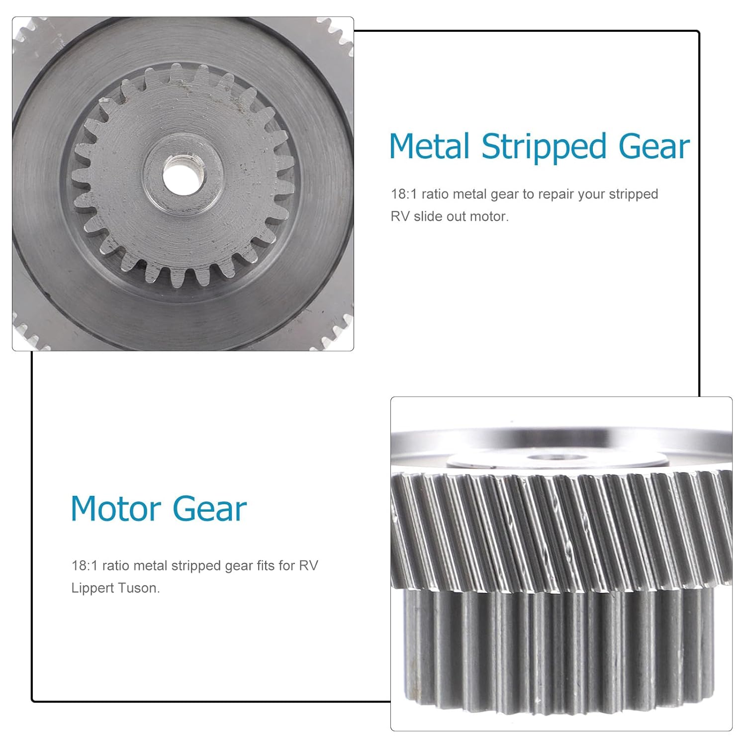 18:1 Ratio Metal Stripped Motor Gear Kit Slide Out Actuator Replacement for Recreational Vehicle Accessories