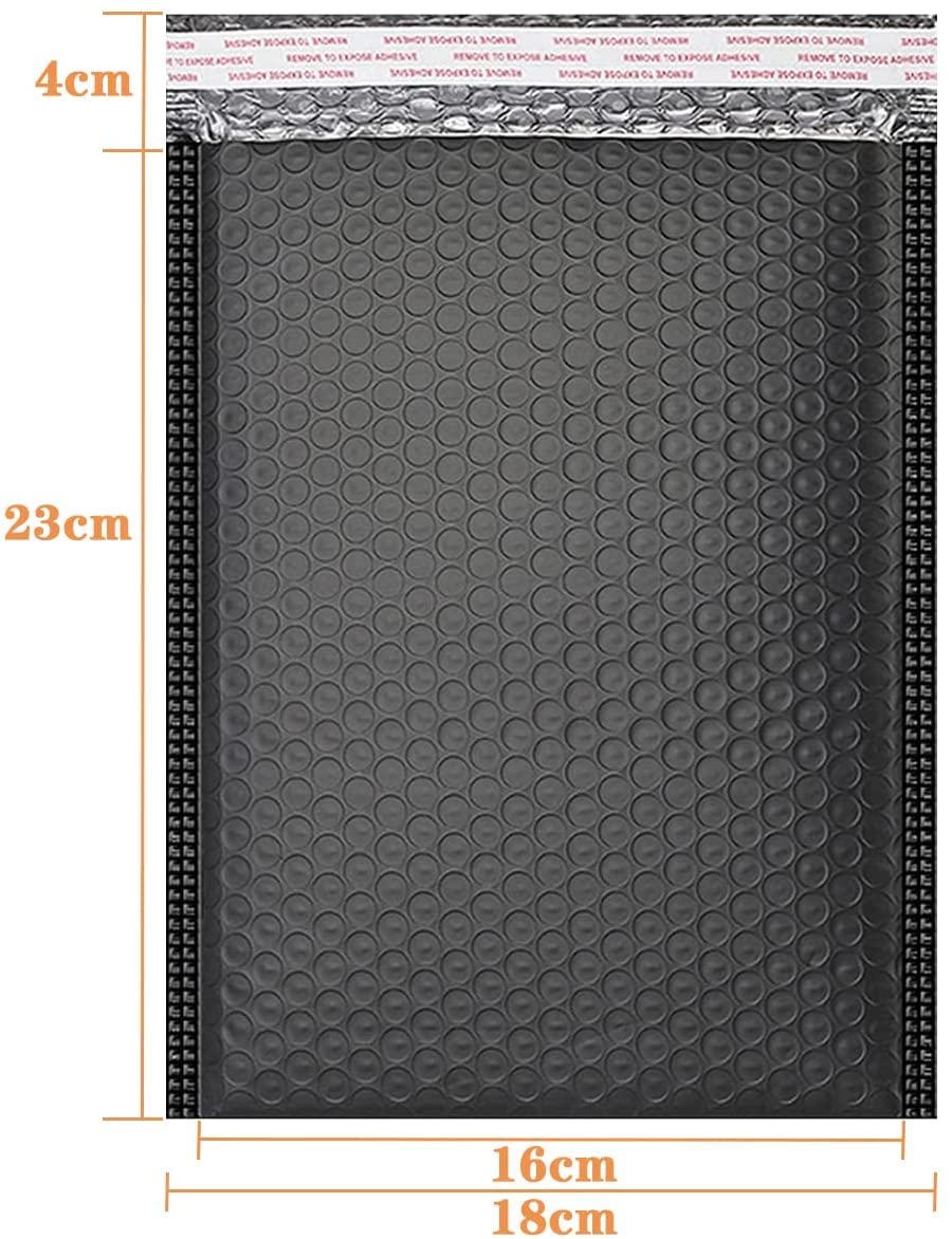 DERAYEE 30pcs Sac à Bulles en Polyéthylène Remplissage Enveloppe 18x23cm | Enveloppes Bulles Matelassée Étanche pour Emballage Expédition Auto-Scellant (Noir)
