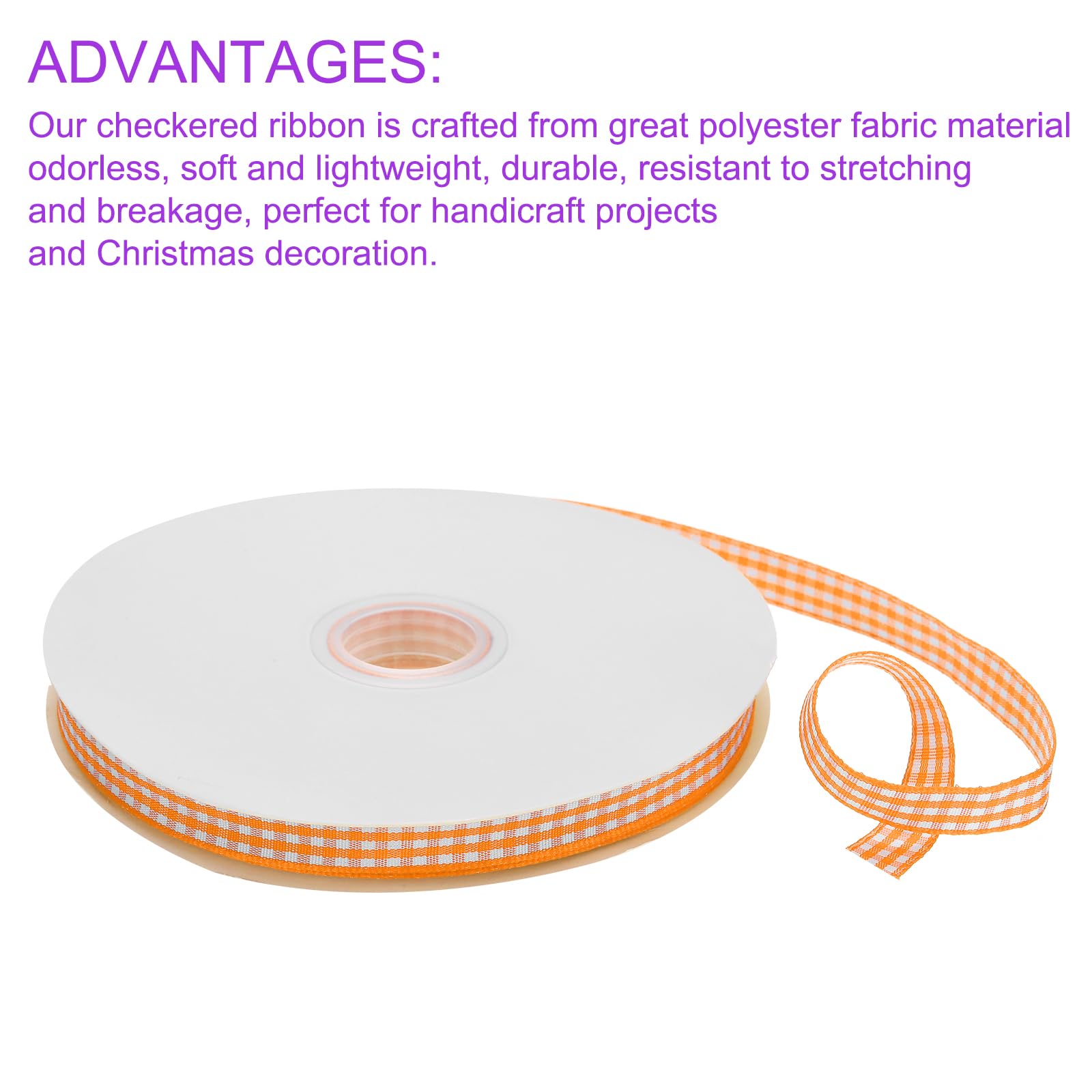 DMiotech 3/8 Inch 50 Yards Gingham Ribbon, Checkered Ribbon Plaid Ribbon for Gift Wrapping Decoration Art Craft DIY Orange Yellow - Image 4