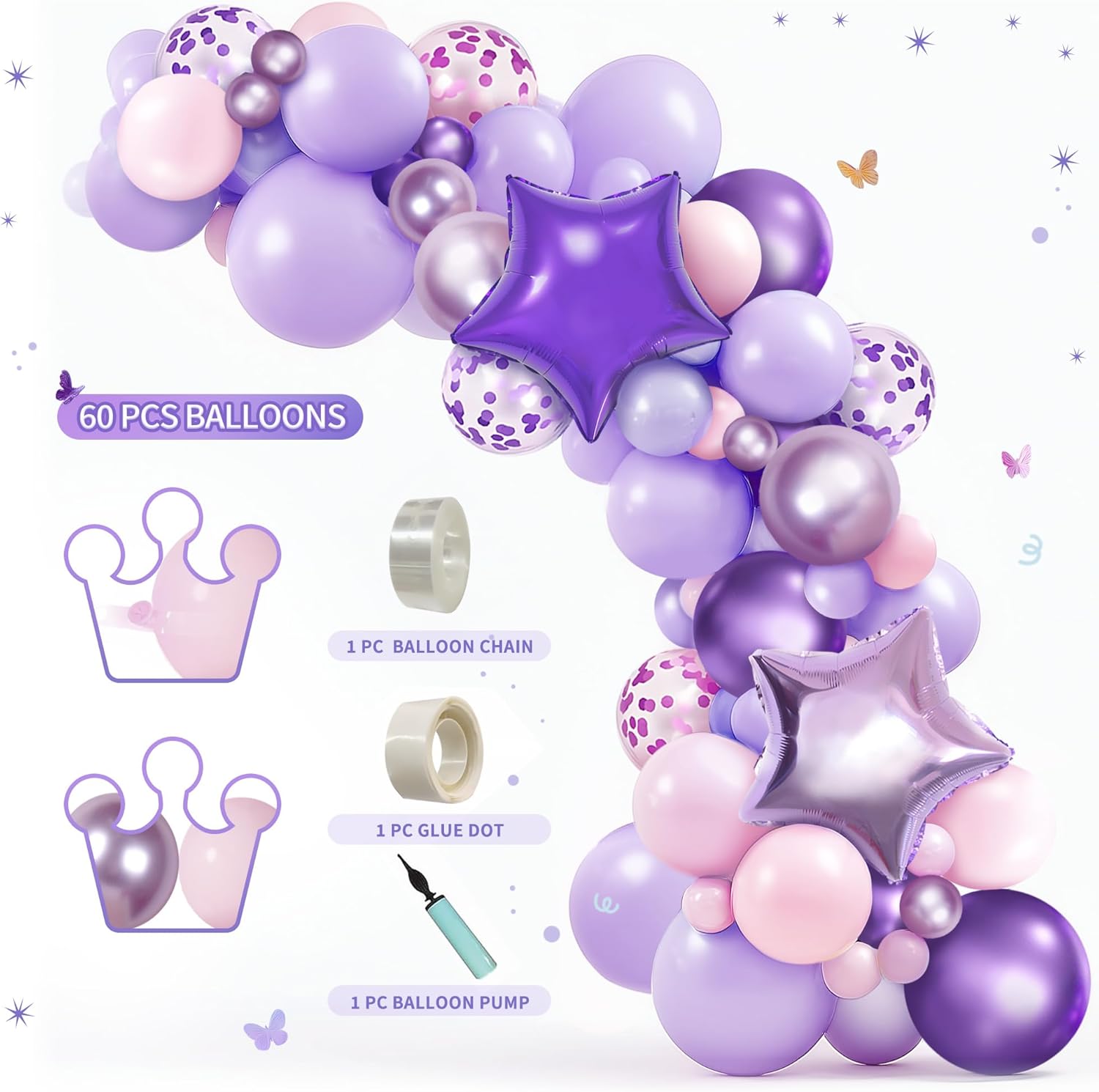 Party Spot! 199 Pcs Purple Birthday Party Decorations For Women，Happy Birthday Party Decorations For Girls, 100 Pcs Paper Plates,Napkins and Forks for 20 Guests,Bday Sash and Crown,20 Tableware Sets