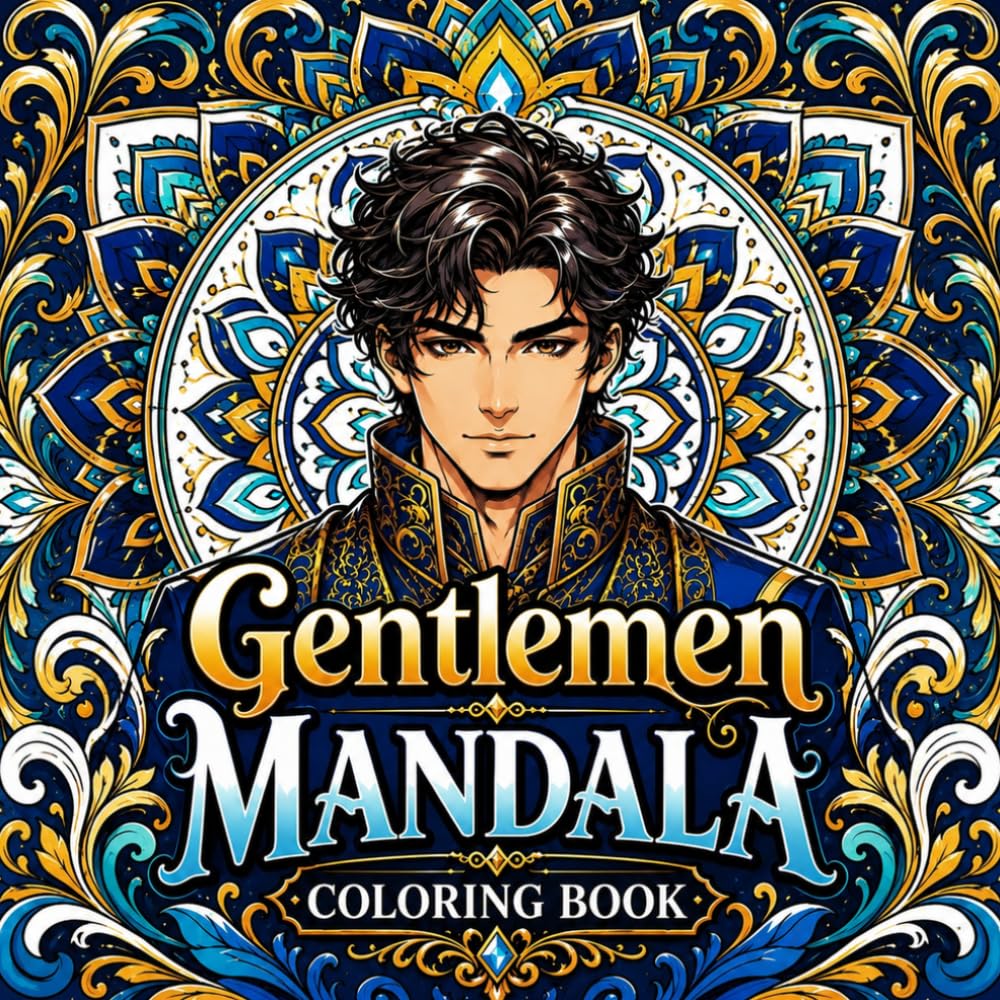 Gentlemen Mandala Coloring Book: Bold & Elegant Fantasy Men with Intricate Mandala Designs for Relaxation, Stress Relief & Mindful Coloring