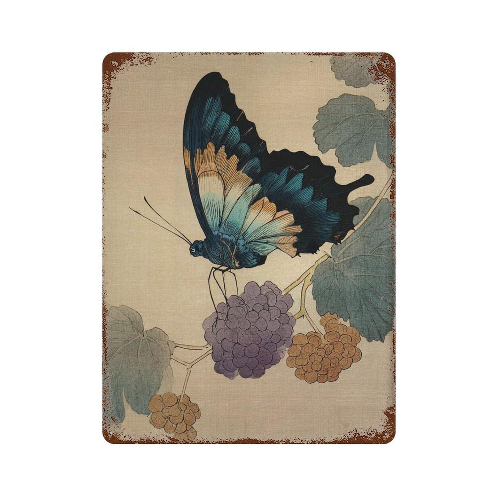 xiaoxiaoshen Butterfly. Botanical Japanese Nature Wall Decor Art Metal Tin Poster Modern Home Decor Art Home Bar Shop Decorations Vintage Sign 40x30cm