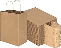 Vista 13 de Toovip Paquete de 100 Bolsas de Papel Kraft Verde Hierba Medianas de 8 x 4.75 x 10 Pulgadas con Asas a Granel, Bolsas de Envolver Regalos