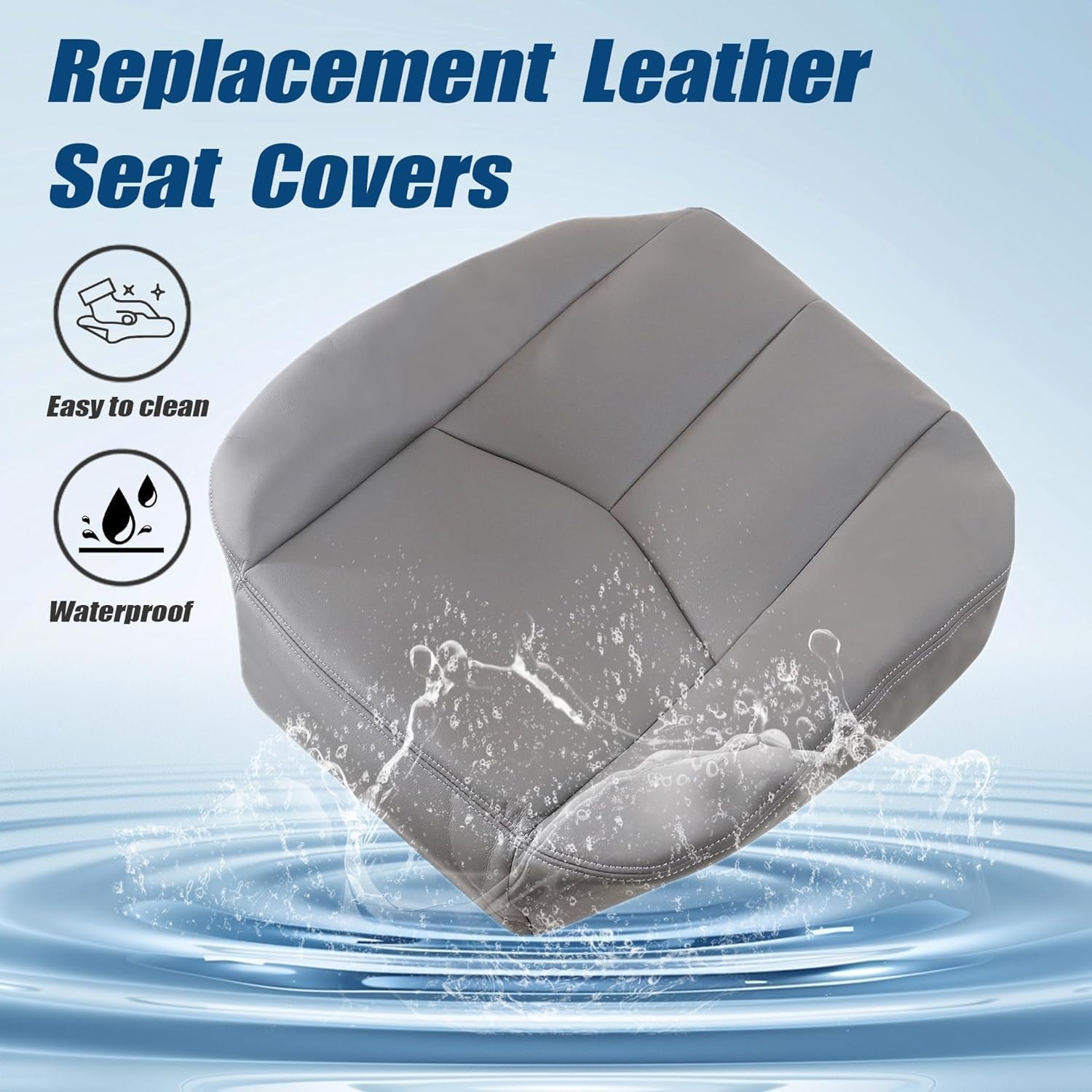 GXARTS Driver and Passenger Side Bottom Replacement Seat Cover and Top Lean Back Seat Cover Light Gray 922 or 92i Fit for Chevy GMC Tahoe Suburban Avalanche Yukon Silverado Sierra 2003 2004 2005 2006