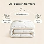 JUWENIN Comforter Set, 3 Piece Solid Bedding for All Seasons, Down Alternative, Includes Comforter and 2 Pillowcases with Corner Tabs (White, Queen)