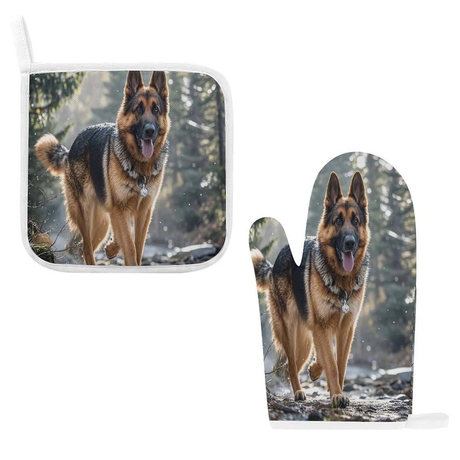Fodpand Style German Shepherd Dog Oven Mitts And Pot Holders Sets