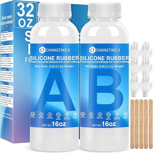 Kit de fabricación de moldes de silicona, silicona líquida elástica 10A de 32 onzas para moldear moldes de resina y moldes de velas y jabón, goma de