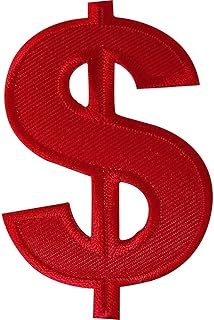 Embroidered Red US Dollar Sign Patch Badge Iron Sew On T Shirt Hat Bling Hip Hop