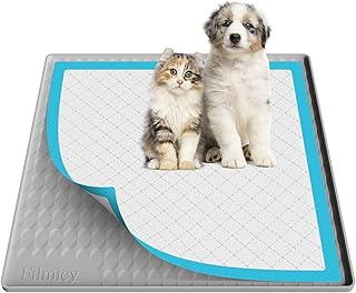 Silikon Hundetoilettenhalter, 60 x 60 cm Einweg-Hundepads Halterung, Auslaufsichere Matte mit Hohem Rand, Tragbar und Rutschfest, Welpen-Toilettenschale für Bodenschutz Zuhause (Hellgrau‌, 24X24)