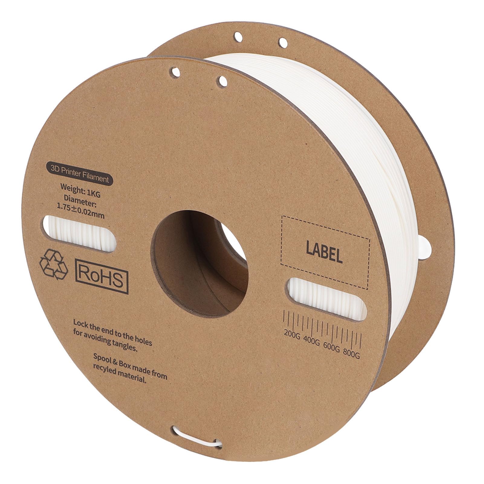 FTVOGUE Biały Filament PLA 1,75 Mm Filament do Szybkiego Druku, Szpula 1 Kg