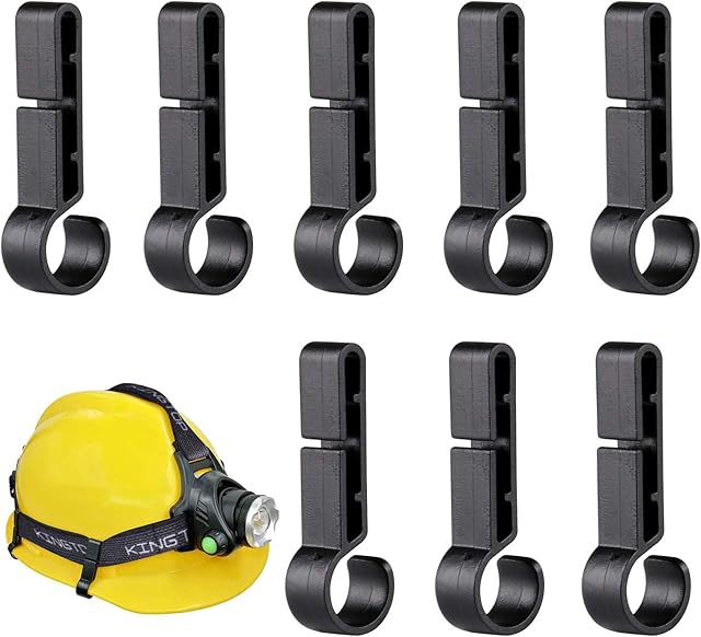 IDESION Plastic Headlamp Clips Hook for Various HardHat and Helmet (Pack of 8, Black)