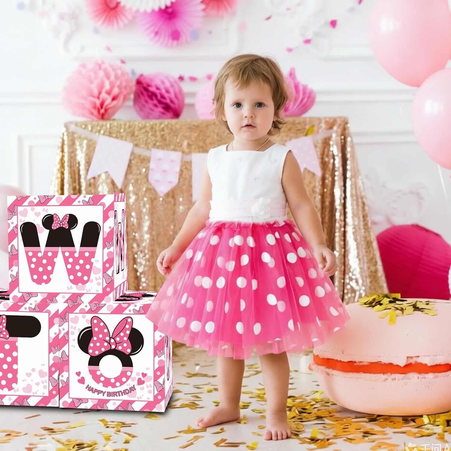BEISHIDA 2nd Birthday Party Supplies Pink Black Balloon Box with Letters, Second Birthday Decoration Two Year Old Birthday Party Favors for Kids Baby Shower image 4