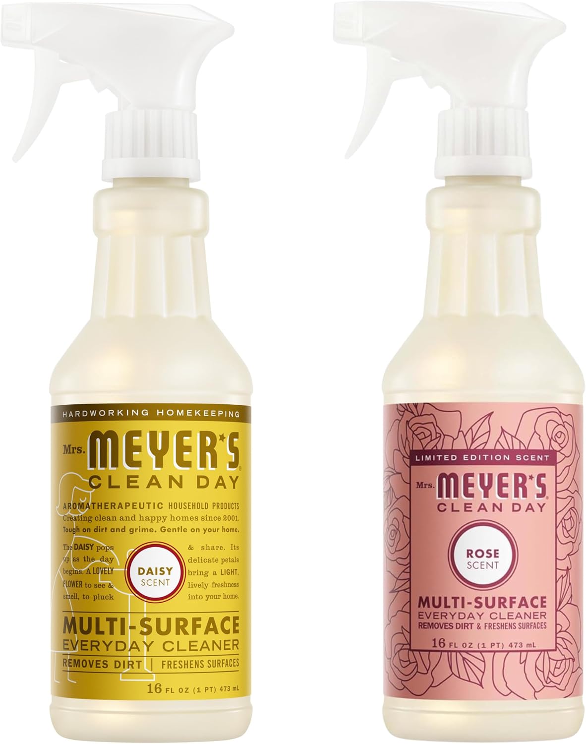 Mrs. MEYER'S CLEAN DAY Variety, 1 Multi-Surface Cleaner, 16 OZ, 1 Multi-Surface Cleaner, 16 OZ, 1 CT (Daisy + Rose)