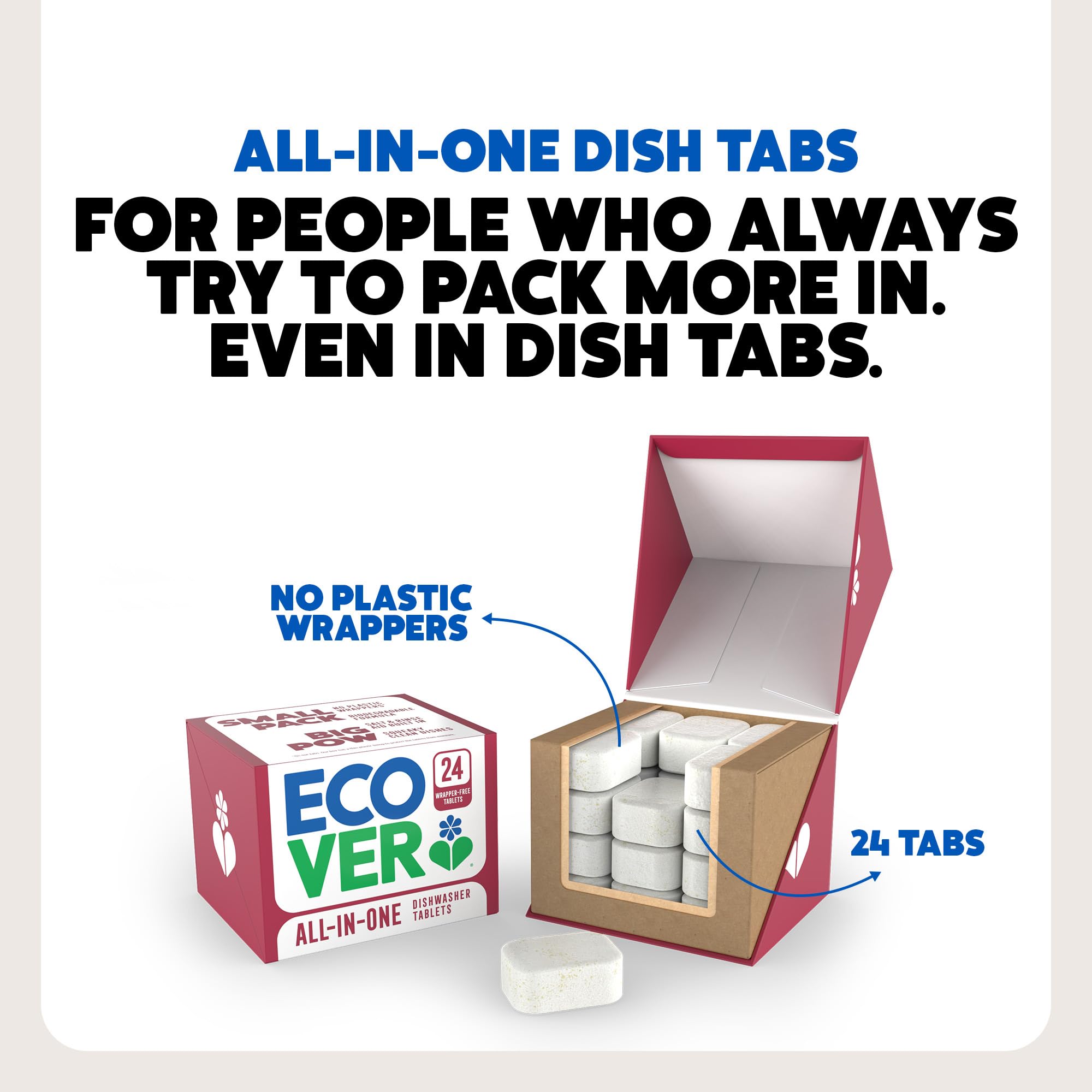 Ecover Pastiglie All-In-One per lavastoviglie, sale e brillantante per lavastoviglie, fragranza mandarino e citronella, confezione da 1, 45 compresse