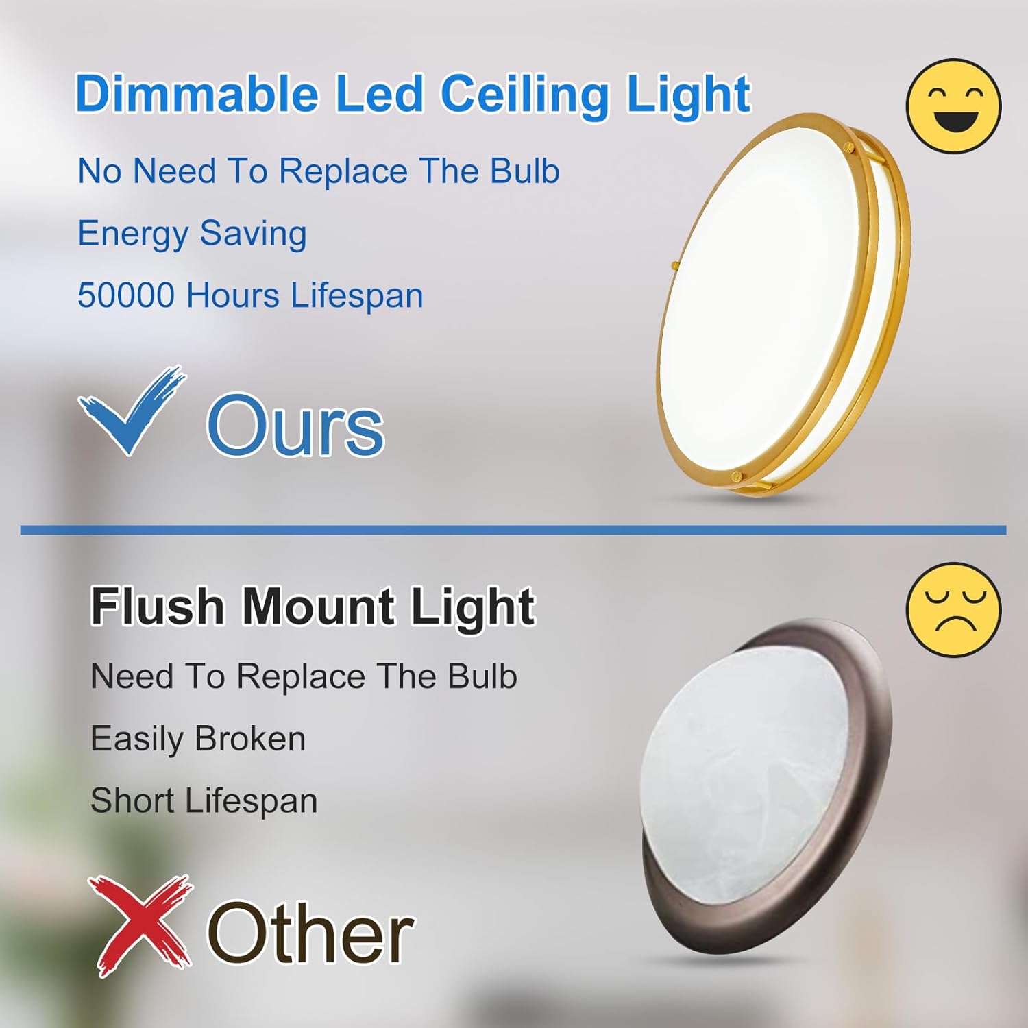 DLLT Flush Mount LED Ceiling Light: 2Pack 16 Inch 5CCT (3000K-6000K) & Dimmable Ceiling Light Fixtures for Bedroom Hallway - 36W Modern Gold Super Bright Kitchen Lighting Fixtures Ceiling