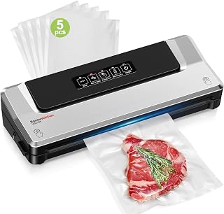 Bonsenkitchen VS2100 Vacuum Sealer Machine - Compact Food Sealer with 4 Modes, External Vacuum, Starter Kit, Silver