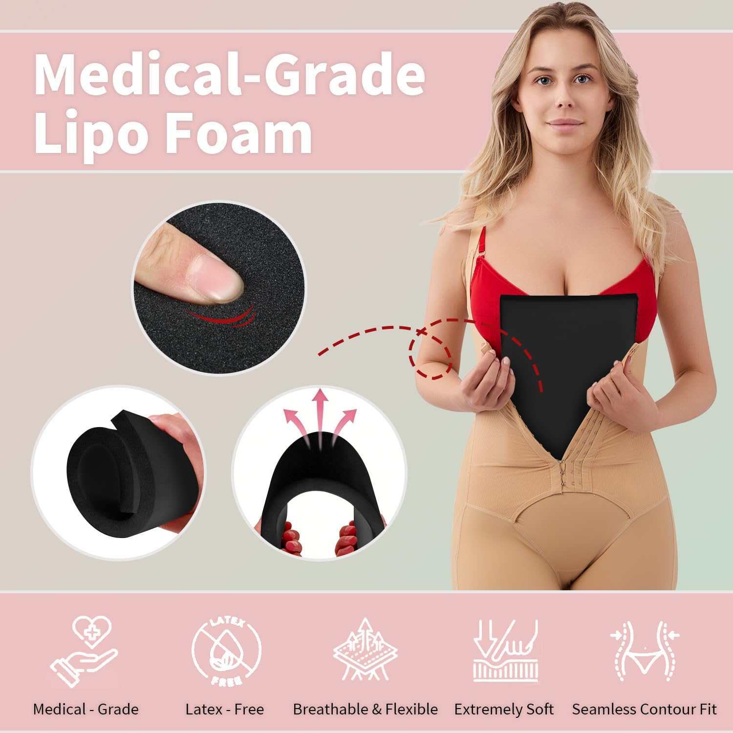 5 Pack Lipo Foam Pads, 8" x 11" Post Surgery Lipo Foam Sheets for Liposuction, BBL, Tummy Tuck, Reduce Swelling & Bruising, Flattening Abdominal Compression Garments Multi-Purpose Post Surgery Lipo Foam（Black)