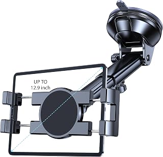 Coolpow Car Tablet Holder for iPad & Galaxy Tab - Windshield Suction Cup Mount, 360° Adjustable, 4.7-12.9" Stable Stand